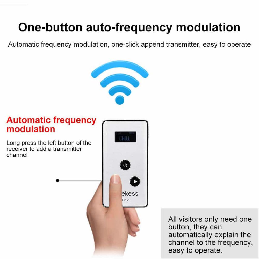 Retekess TT101 TT102 Беспроводная аудиогид-система с сумкой для переноски для экскурсий/музеев/хаджа 195-230 МГц  Для экскурсии по заводу